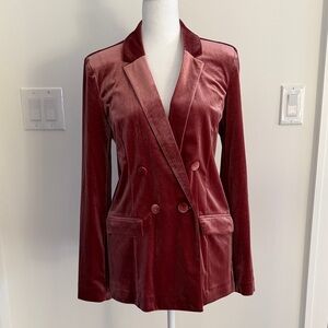 Maurices Velvet Double-Breasted Blazer in Mauve